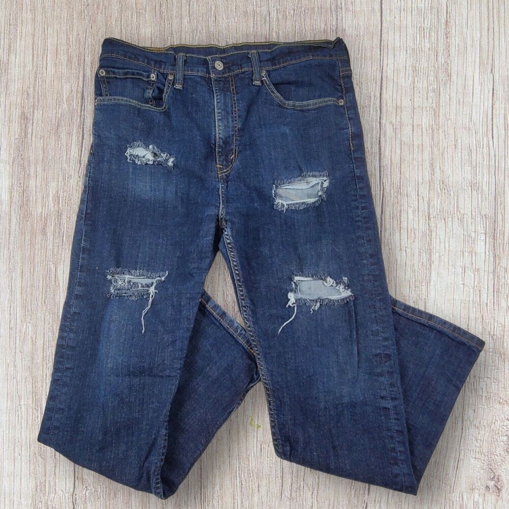 Levi's 522 Men’s Jeans Size  34/30 Distressed Blue Slim Tapered Leg